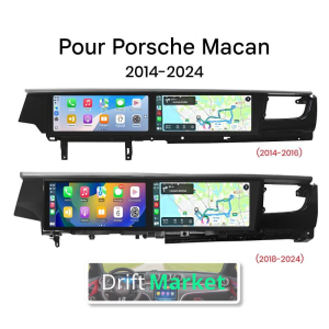 Autoradio interactif double 12,3 pouces avec CarPlay sans fil pour Porsche Macan 2014-2024 – Système multimédia GPS intelligent